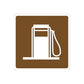 Die-cut vinyl gas station pump wall decal, brown square with white pump icon