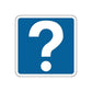 Road sign wall decal sticker: blue square with white question mark, rounded border