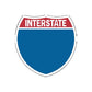 Interstate road sign wall decal sticker, red top with white INTERSTATE text and blue shield