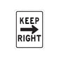 Keep right road sign wall decal vinyl sticker with black arrow and text
