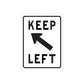 Road sign vinyl decal with KEEP LEFT text and left arrow, black and white