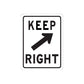 Road sign wall decal sticker with KEEP RIGHT text and black arrow