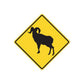 Yellow road sign sticker with black bull silhouette, die-cut vinyl