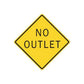 Yellow road sign decal with No Outlet text