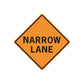 Orange road sign wall decal with black border reading 'NARROW LANE'