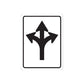 Road sign arrow vinyl sticker with upward tri-directional arrow symbol