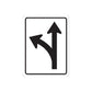 Die-cut vinyl road sign decal with left-turn and upward arrows