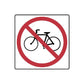 Road sign vinyl sticker: red no-bicycle symbol in circle with diagonal slash