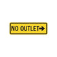 Road sign vinyl decal: 'NO OUTLET' with right arrow