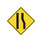 Yellow road sign wall decal sticker with black double road bars