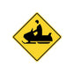 Yellow diamond road warning sign decal with black construction icon