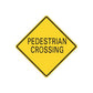 Yellow pedestrian crossing road sign vinyl decal, black diamond border, text