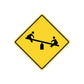 Yellow diamond road sign decal sticker with black figure-and-arrow symbol