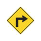 Yellow diamond road sign vinyl sticker with black right-turn arrow