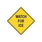 Yellow road sign wall decal: WATCH FOR ICE diamond with black border