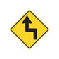 Yellow road sign vinyl sticker with black left-turn arrow inside a diamond