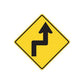 Yellow road sign sticker with black upward arrow