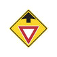 Road sign wall decal sticker, yellow diamond with black border and arrow