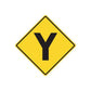 Road sign wall decal: yellow diamond with black Y arrow