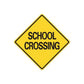 Yellow school crossing road sign vinyl decal with black text