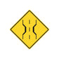 Yellow road work diamond sign vinyl decal with black symbol and border