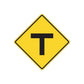 Yellow road sign T decal sticker with black border
