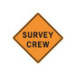 Orange diamond road sign decal with black border and "SURVEY CREW" text