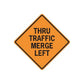 Orange diamond traffic merge left road sign vinyl decal with black lettering