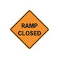 Orange road sign wall decal with black border and text “RAMP CLOSED”