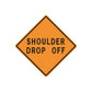 Road sign vinyl decal: orange diamond with black border and "SHOULDER DROP OFF" text