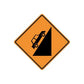 Orange diamond road sign vinyl sticker with black truck and hazard symbol