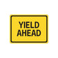 Road sign wall decal sticker: yellow yield ahead sign with black border and text
