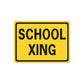Yellow road sign decal reading SCHOOL XING