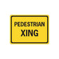 Yellow PEDESTRIAN XING road sign vinyl decal sticker with black border