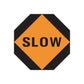 Road sign wall decal sticker, orange diamond with black border reading SLOW