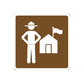 Die-cut vinyl road sign sticker: white road worker with flag and panel