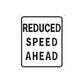 Road sign wall decal with 'REDUCED SPEED AHEAD' text