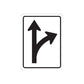 Road sign wall decal vinyl sticker with black upward and right-turn arrows on white