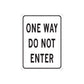 Road sign wall decal, white rectangle with black border and 'ONE WAY DO NOT ENTER' text.