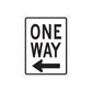 Road sign vinyl decal: “ONE WAY” with left arrow on white, black border