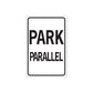 Road sign wall decal sticker with PARK and PARALLEL text, black on white