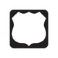 Die-cut road sign vinyl sticker with black shield outline