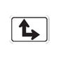 Road sign vinyl decal with black up arrow and right arrow, rounded rectangle