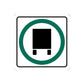 Road sign vinyl sticker with green circle and black square icon