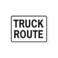 Truck route road sign decal, black border with TRUCK ROUTE text