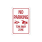 Red and white "No Parking" tow away zone sign vinyl decal