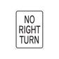 Road sign wall decal: white sign, black border, 'NO RIGHT TURN' text
