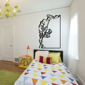Rock climbing wall vinyl decal, black climber silhouette wall sticker