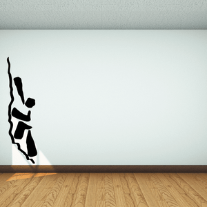 Rock climbing wall vinyl decal, black climber silhouette on wall