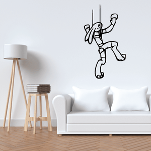 Rock climbing wall decal of a black climbing figure